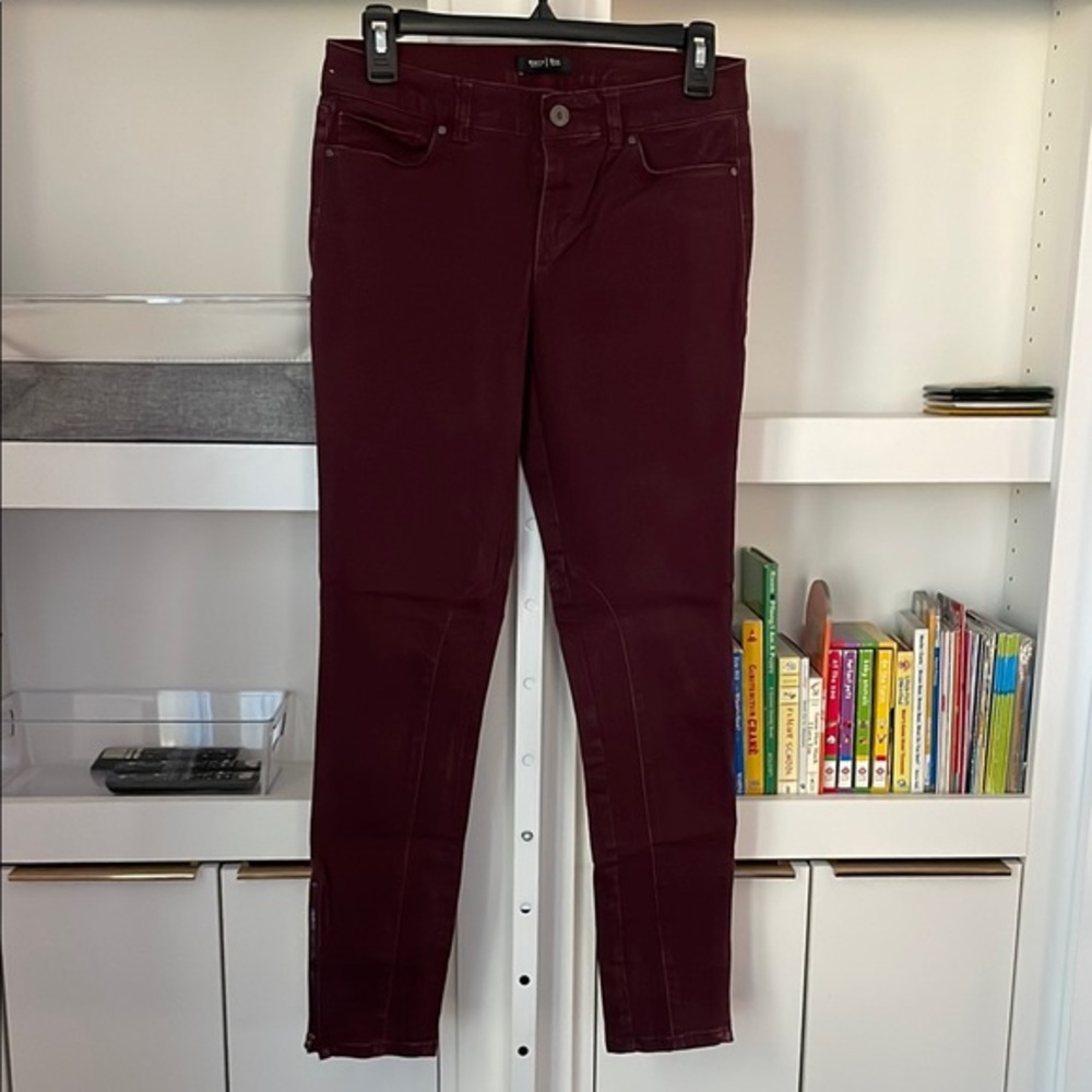 White House Black Market Suede Feel Zip Ankle Skinny Jeans Sz 2 Regular